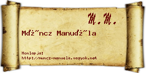 Müncz Manuéla névjegykártya